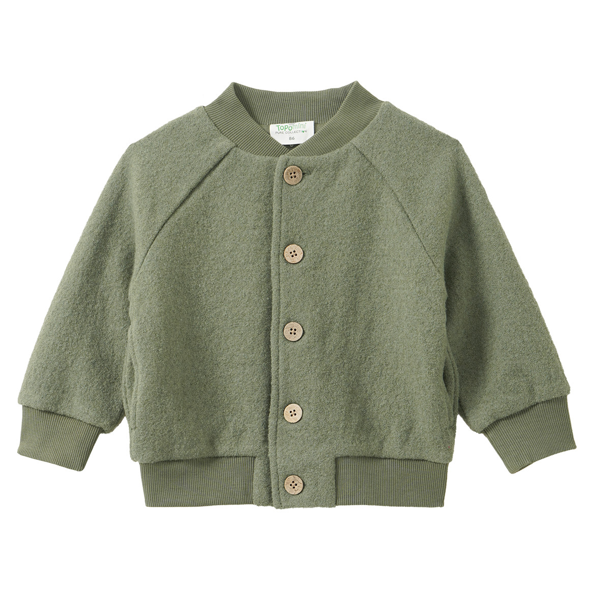 Baby Wollwalk-Blousonjacke mit Rippbündchen Baby Wollwalk-Blousonjacke mit Rippbündchen von Topomini