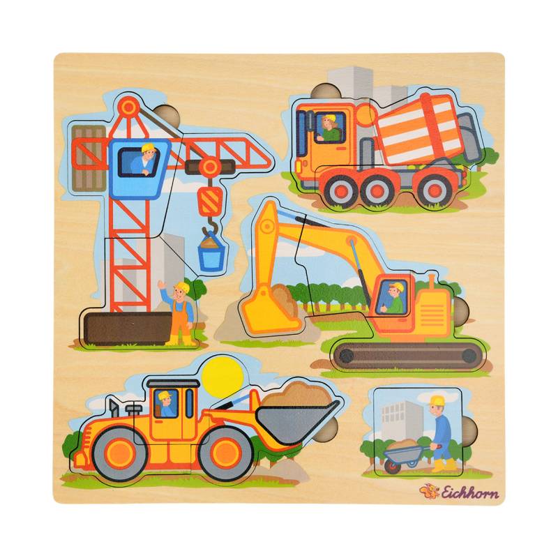 Holz-Puzzle mit Baufahrzeugen Holz-Puzzle mit Baufahrzeugen von Topomini