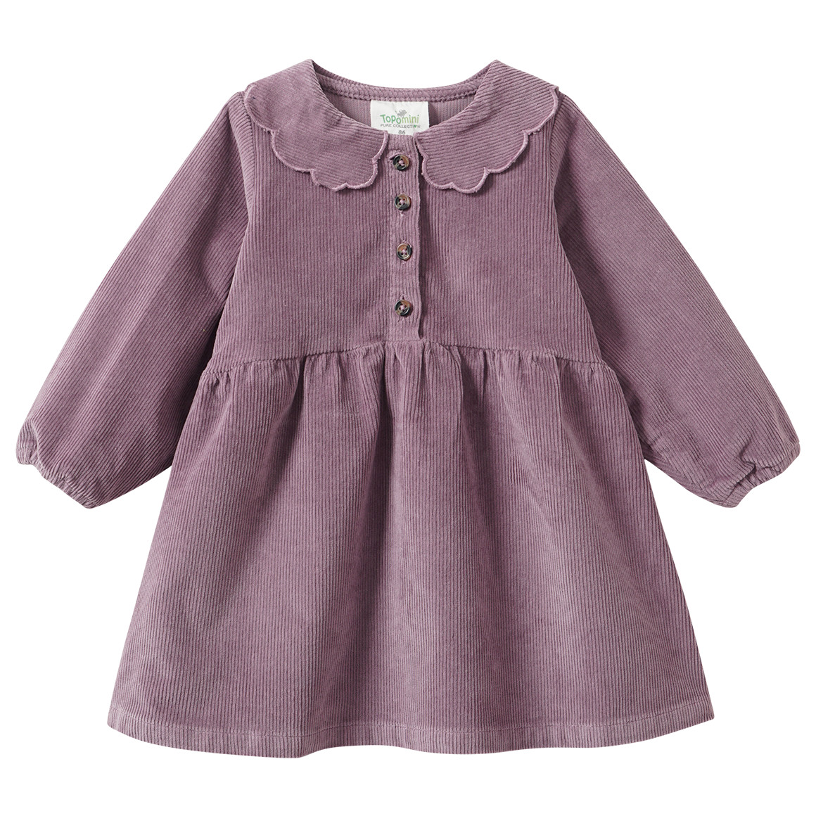 Mädchen Cordkleid mit Bubikragen von Topomini