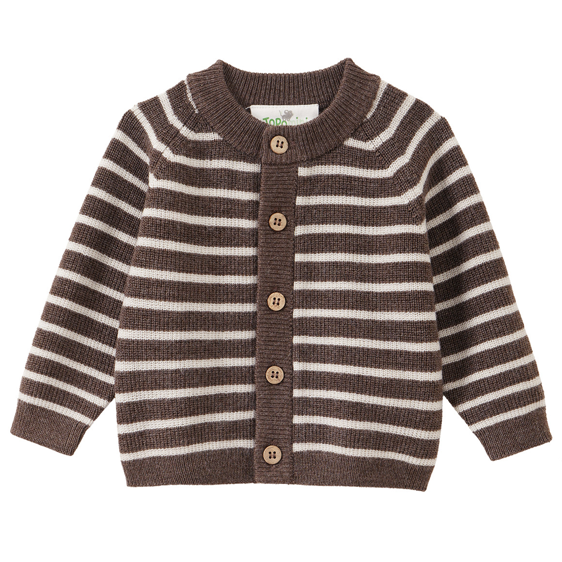 Newborn Merino-Strickjacke mit Streifen von Topomini