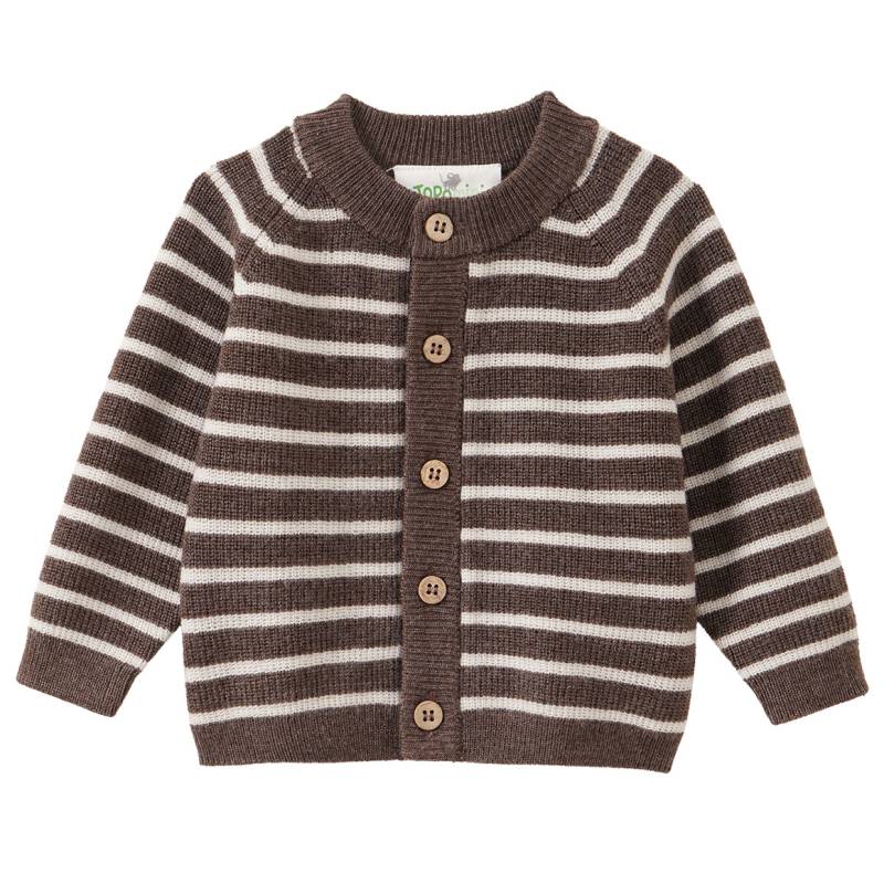 Newborn Merino-Strickjacke mit Streifen von Topomini