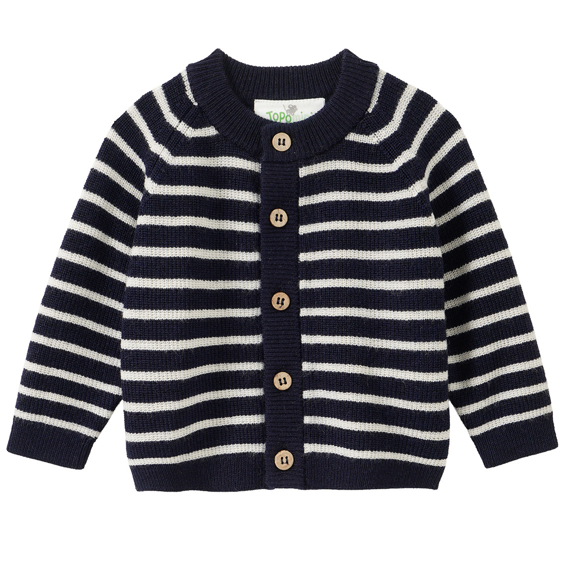 Newborn Merino-Strickjacke mit Streifen von Topomini