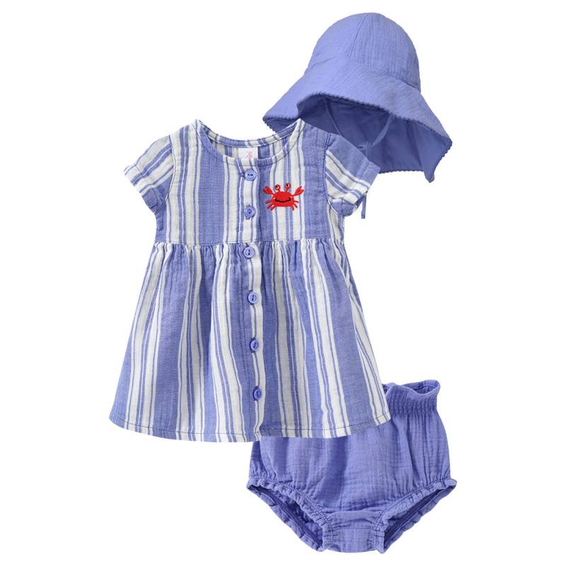 Newborn Musselin-Set Kleid, Shorts und Hut von Topomini