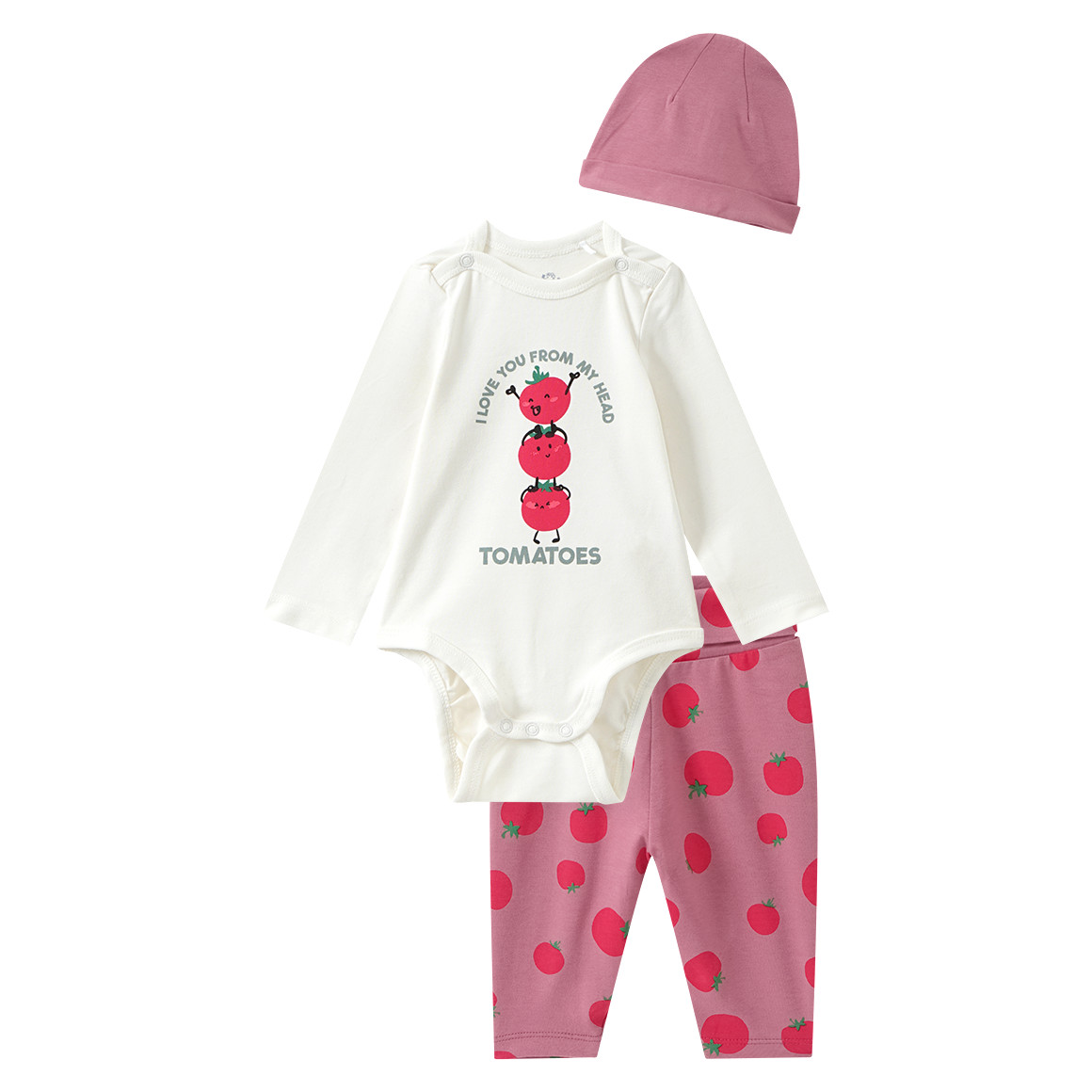 Newborn Set aus Langarbody, Hose und Mütze von Topomini