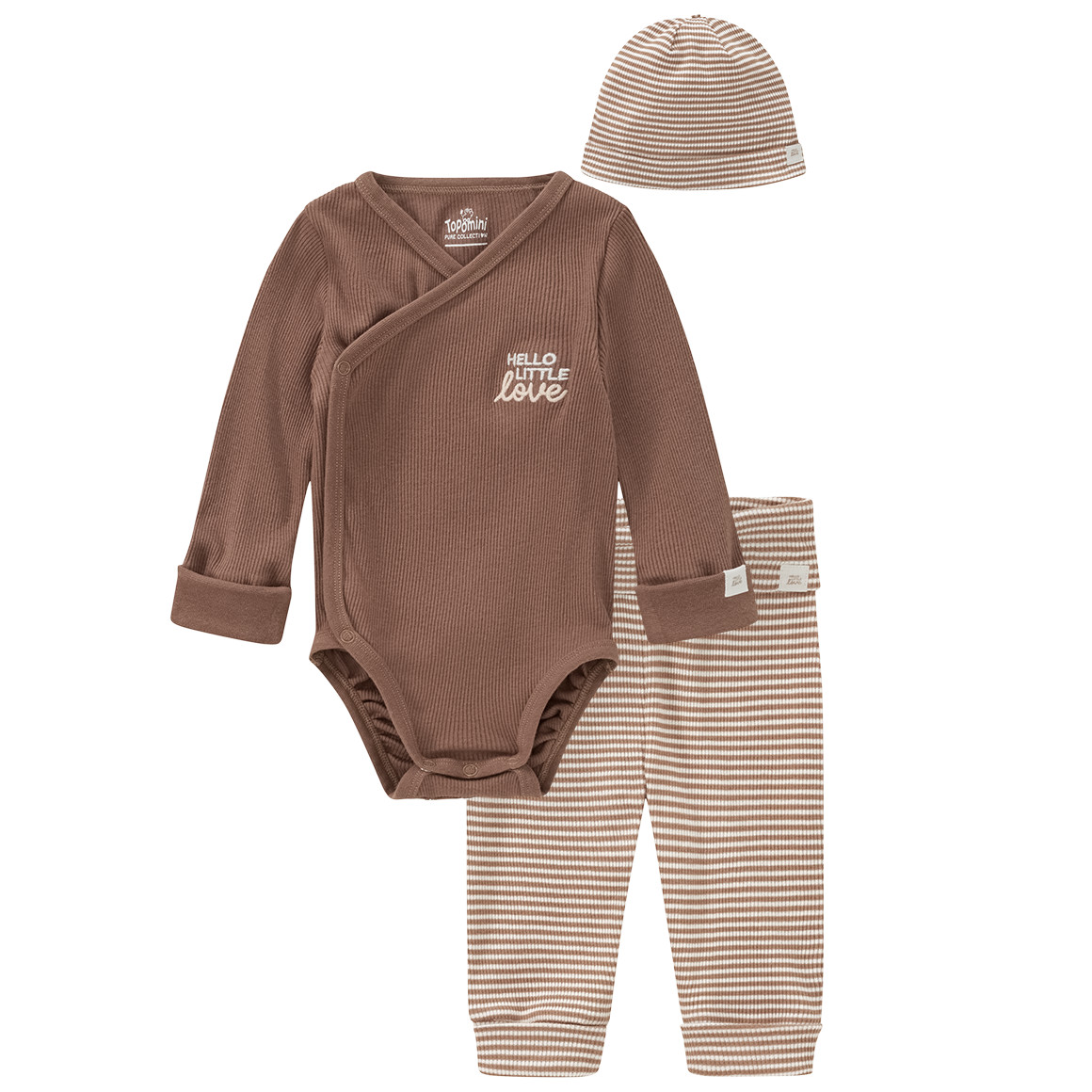 Newborn Set mit Body, Hose und Mütze Newborn Set mit Body, Hose und Mütze von Topomini