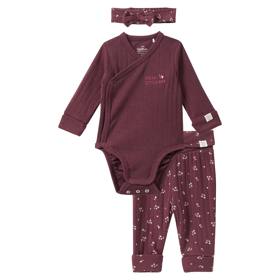 Newborn Set mit Body, Hose und Stirnband von Topomini
