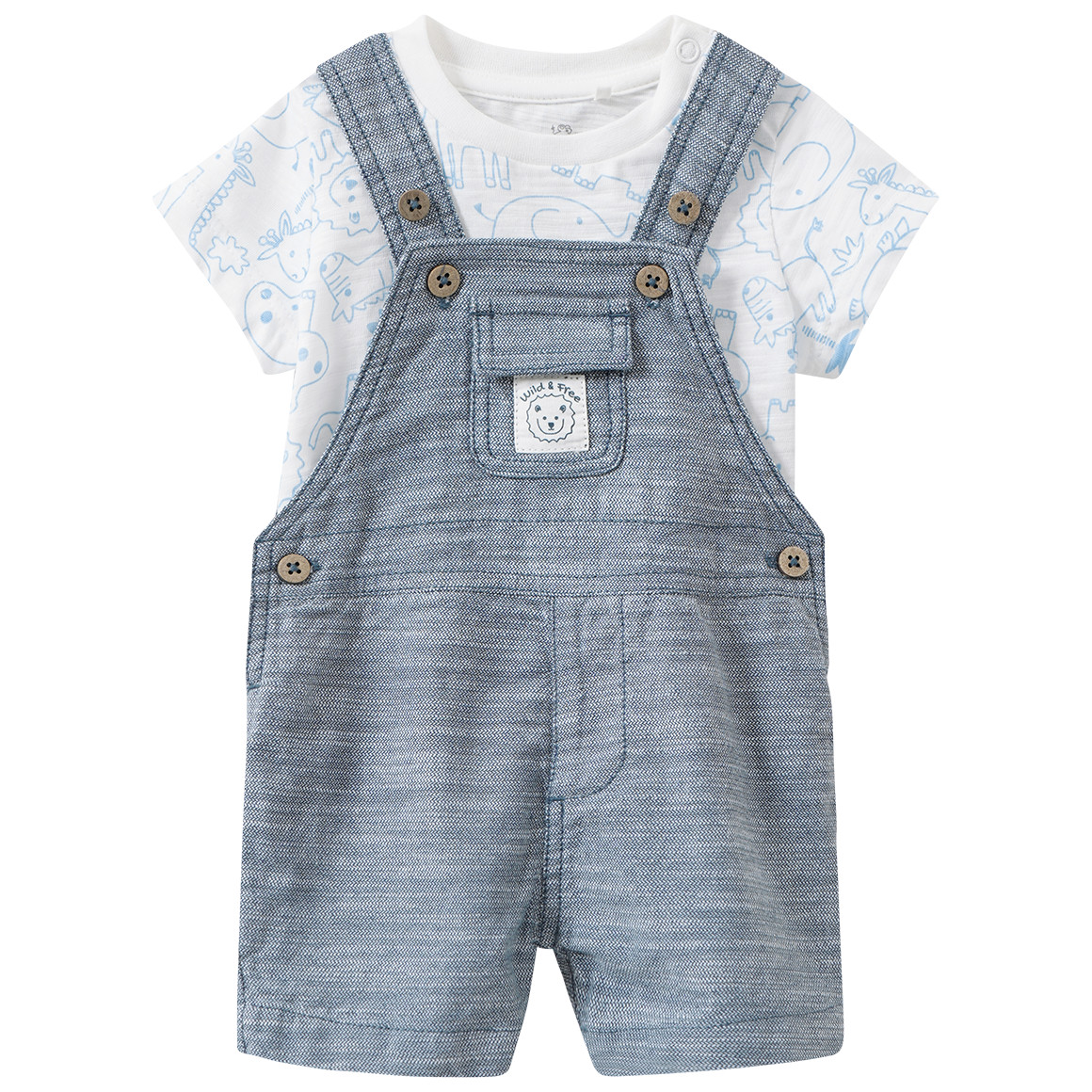 Newborn Set mit Latzshorts und T-Shirt Newborn Set mit Latzshorts und T-Shirt von Topomini