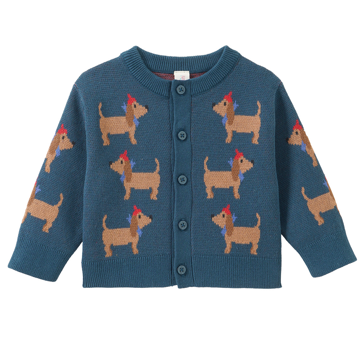 Newborn Strickjacke mit Dackel-Allover Newborn Strickjacke mit Dackel-Allover von Topomini