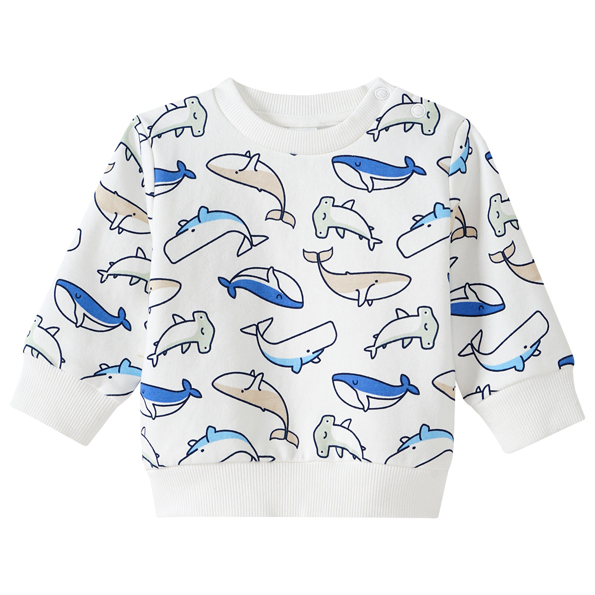 Newborn Sweatshirt mit Wal-Motiven allover Newborn Sweatshirt mit Wal-Motiven allover von Topomini