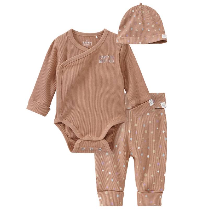 Newborn Wickelbody, Hose und Mütze im Set von Topomini