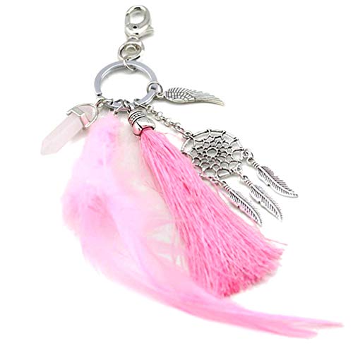 Toporchid Keychain Fringed Dreamcatcher Schlüsselanhänger Türkis Blatt Lady Bag Anhänger (Pink) von Toporchid