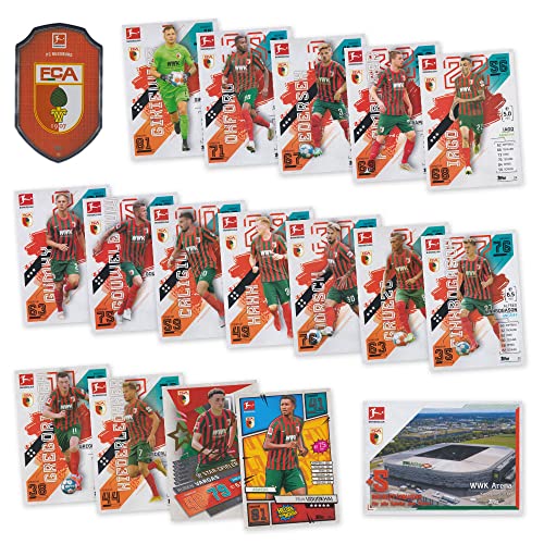 Match Attax Fußball Bundesliga 2021/2022 - Augsburg Sammelkarten Set - 18 Karten inkl. Stadion Club u.a. von Topps (Sammelkarten Set)