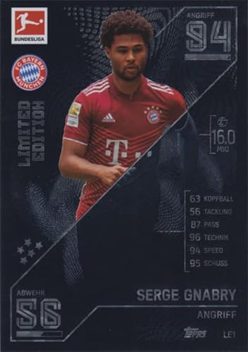 Match Attax Fußball Bundesliga 2021/2022 - Limited Edition Karten LE Einzelauswahl (LE1 - Serge Gnabry) von Topps (Sammelkarten Set)