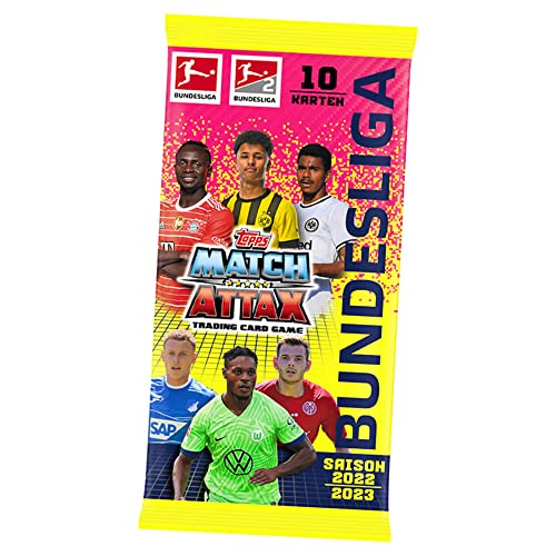 Match Attax Bundesliga Karten Saison 2022/2023 Topps Bundle - 1 Booster Sammelkarten + 10 Originale Hüllen von Topps / STRONCARD
