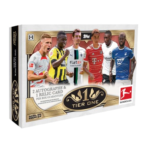 2023 Topps Bundesliga Tier One Fußball Hobby Box 2 Autogramme pro Sammelkartenbox von Topps