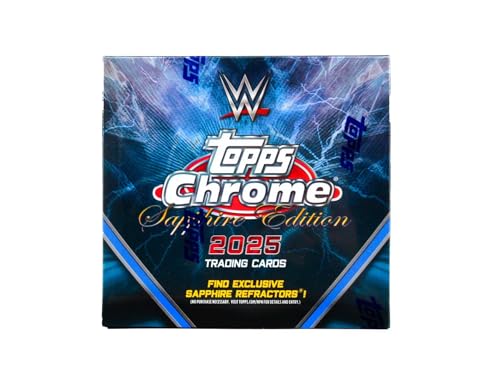 2025 Topps Chrome WWE Sapphire Edition Wrestling Hobby-Box (eine Chrom-Autogrammkarte pro Box) von Topps