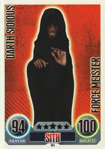 Star Wars Force Attax Einzelkarte 184 Darkth Sidious Sith Force Meister deutsch von Topps