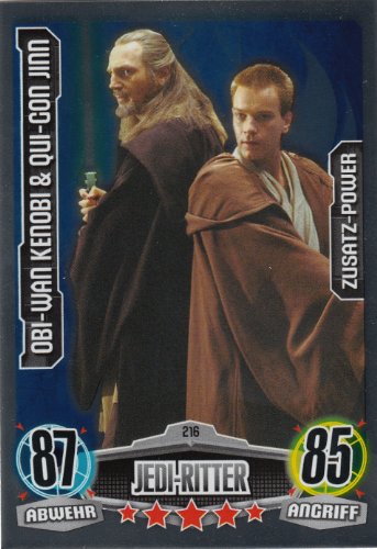 Star Wars Force Attax Movie Cards Einzelkarte 216 Obi-Wan Kenobi und Qui-Con Jinn Zusatz-Power deutsch von Topps