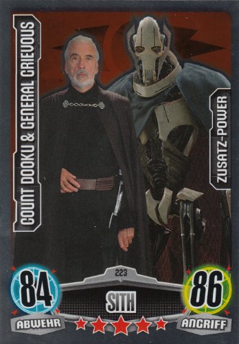 Star Wars Force Attax Movie Cards Einzelkarte 223 Count Dooku und General Grievous Zusatz-Power deutsch von Topps