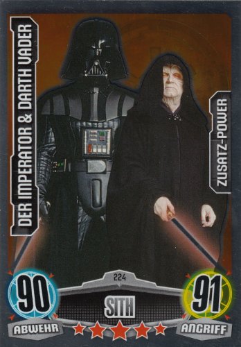 Star Wars Force Attax Movie Cards Einzelkarte 224 Der Impergator und Darth Vader Zusatz-Power deutsch von Topps