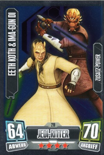 Star Wars Force Attax Serie 2 Einzelkarte 219 Eeth Koth & Ima-Gun Di Jedi-Ritter Zusatz-Power deutsch von Topps