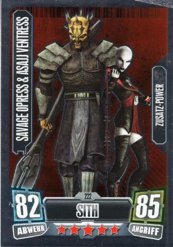 Star Wars Force Attax Serie 2 Einzelkarte 222 Savage Opress & Asajj Ventress Sith Zusatz-Power deutsch von Topps