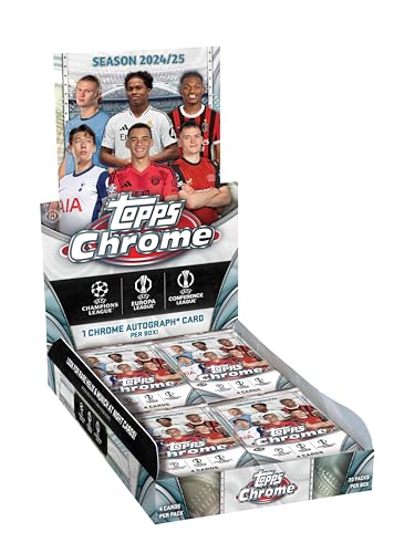 Topps 2024-25 Chrome UEFA Club Wettbewerbe Karten Hobby Box (je 20 Packungen) von Topps