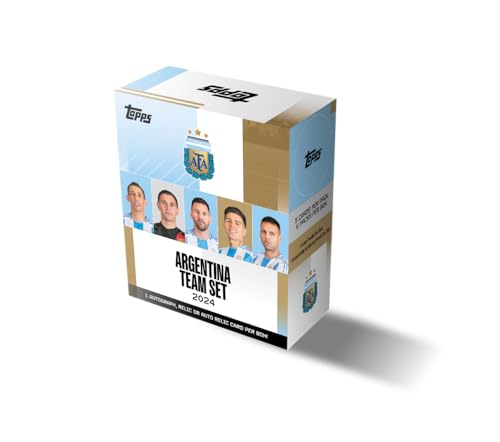Topps Argentinien-Team-Set 24/25-30 Karten pro Box, einschließlich einer Autogramm-, Relikt- oder Auto-Relikt-Karte in jeder Box von Topps
