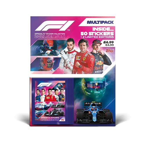 Topps F1 Aufkleber 2021 Multipack – Offizielle Formel 1 Aufkleber (50 Aufkleber) von Topps