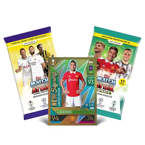 Topps Match Attax 22/23, UEFA Champions League Fußballkarten, Eco Update Multipack Nr. 2 (29 Karten, einschließlich 17 Unterschriften) von Topps