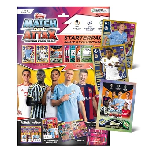 Topps Match Attax 23/24 - Starter Pack (44 Match Attax Karten inklusive 3 limitierten Karten!) von Topps