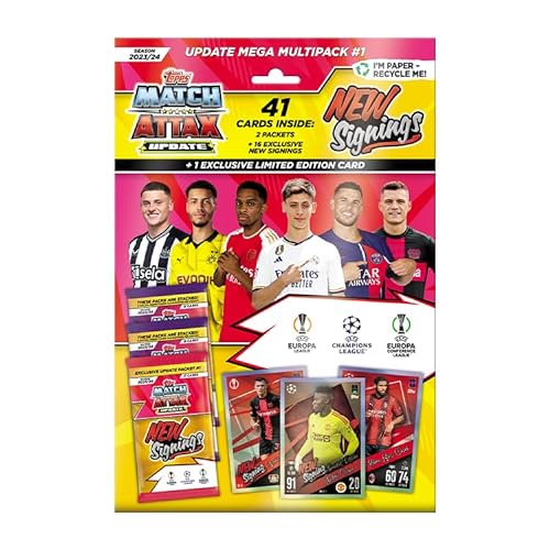 Topps Match Attax 23/24 – Update Mega Multipack #1-41 Match Attax Karten inklusive 16 Neuzugänge und einer exklusiven New Signings Limited Edition Karte! von Topps