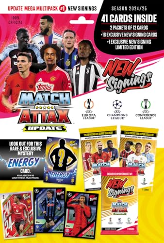 Topps Match Attax 24/25 - Update Mega Multipack #1 - Neuverpflichtungen! 41 Match Attax-Karten, darunter 16 Neuverpflichtungen und eine exklusive LE! von Topps