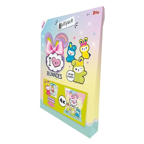 Topps Neu! I Love Bunnies (Bow Edition) - Multipack - Enthält 4 Päckchen Bunny Figuren Jedes Paket enthält eine Bunny Figur plus 4 Sammelkarten von Topps