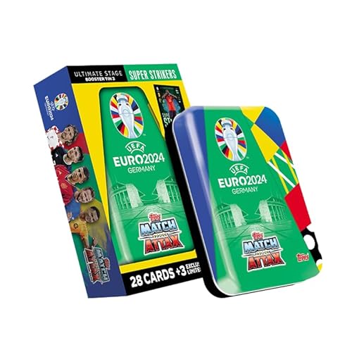 Topps Official Euro 2024 Match Attax - Booster Tin - Super Strikers - enthält 28 Euro 2024 Match Attax Karten Plus 3 Exklusive Super Strikers Limited Edition Karten! von Topps