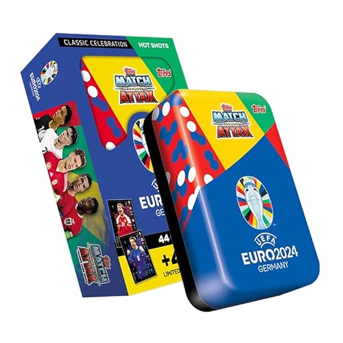 Topps Official Euro 2024 Match Attax - Mega Tin 1 - Hot Shots - enthält 44 Euro 2024 Match Attax Karten Plus 4 Exklusive Hot Shots Limited Edition Karten! von Topps