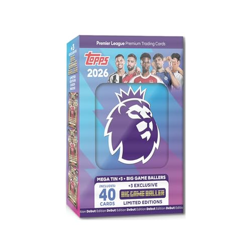 Topps Premier League 2026 - Debüt-Edition - Mega Tin (Big Game Baller). Enthält 40 Karten Plus 3 Big Game Baller LE-Karten. von Topps