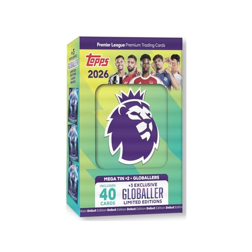 Topps Premier League 2026 - Debüt-Edition - Mega Tin (Globallers). Enthält 40 Karten Plus 3 Globallers LE-Karten. von Topps