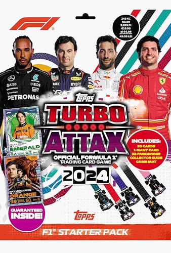 Topps Turbo Attax Formel 1 2024 - Starter Pack - enthält 20 Karten, darunter einen Verstappen Orange Dutch Lion LE und eine Piastri Emerald LE-Karte von Topps