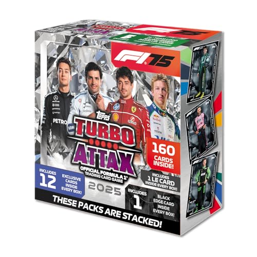 Topps Turbo Attax Formula 1 2025 - Monsterbox – 160 Turbo Attax Karten pro Box mit 12 exklusiven Karten, Einer Black Edge und Einer garantierten LE-Karte – Nur online erhältlich! von Topps