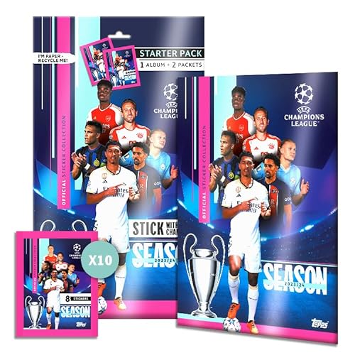 Topps UEFA Champions League Sticker – Starterpaket (80 Seiten Album plus 2 Packungen Aufkleber) von Topps