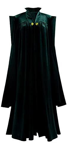 Damen Professor McGonagall Kostüm, Grün, Jumpsuits Samt Umhang Zauberin Halloween Hexe Cosplay Robe (groß, grün) von Topsun