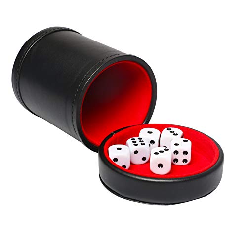 Topteng-dice cup Kunstleder-Würfelbecher mit Deckel Enthält 6 Würfel, roter, mit Filz ausgekleideter, ruhiger Würfelschüttler für Lügnerwürfel Farkle Yahtzee-Brettspiele, Rot von Topteng-dice cup