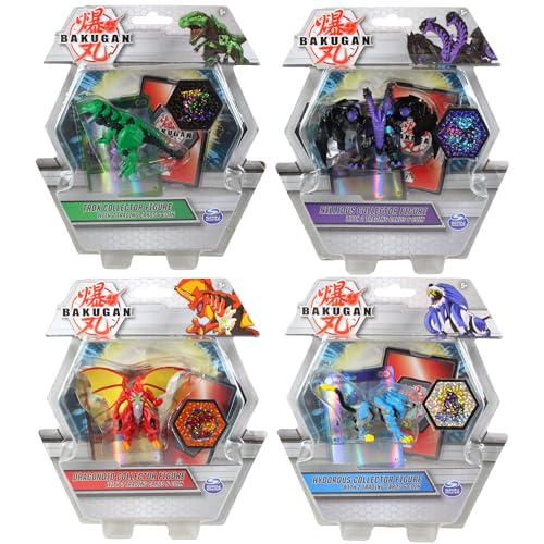 Bakugan – Deluxe-Sammler-Figurenbündel mit 2 Karten und Münze in jeder Packung – 4 Stück – Set 1 von Toptoys2u Bargain Bundles