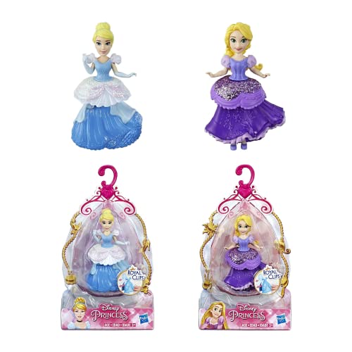 Disney Princess Royal Clips, 9 cm, bewegliche Figuren, 2 Stück – Aschenputtel und Rapunzel von Toptoys2u Bargain Bundles