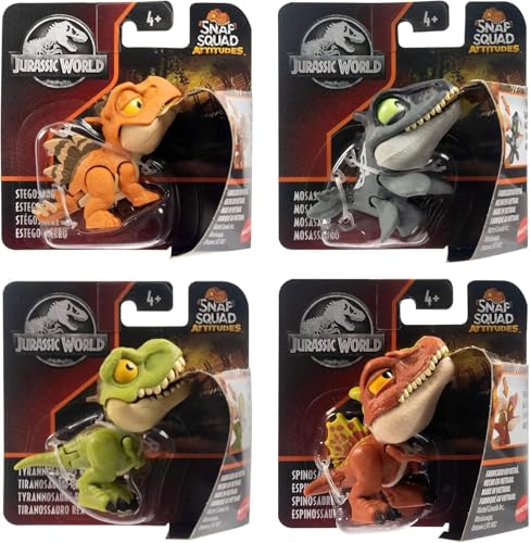 Jurassic World Snap Squad Attitudes Figuren 4er Set - Spinosaurus, Mosasaurus, Tyrannosaurus Rex, Stegosaurus von Toptoys2u Bargain Bundles