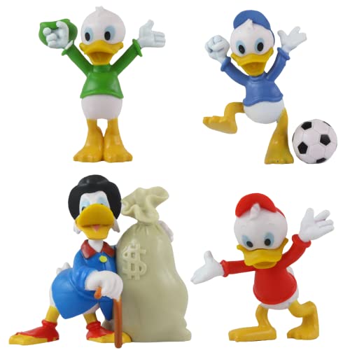 Mickey Mouse and Friends 3D-Figuren – sehr detaillierte Sammelfiguren perfekt für Kuchendekorationen – 5 cm Huey, Dewey, Louie & 6 cm Scrooge McDuck – 4 Stück von Toptoys2u Bargain Bundles