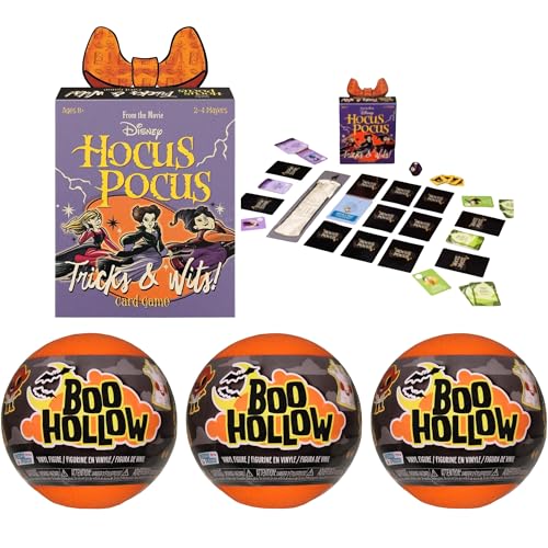 Paka Paka Boo Hocus Pocus Geschenkset - Serie 3 Mini Sammlerstück Vinyl Figur Packung mit 3 Boo Hollow Kapseln & Hocus Pocus Tricks & Wits Kartenspiel von Toptoys2u Bargain Bundles