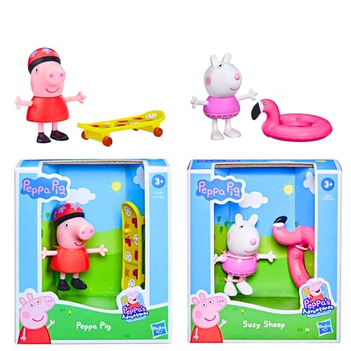 Peppa Pig – 7,6 cm 8 cm bewegliche bewegliche Figur & Zubehör-Sets – Peppa Pig Skateboard & Suzy Sheep von Toptoys2u Bargain Bundles