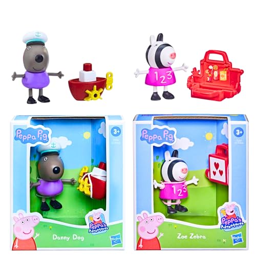 Peppa Wutz – bewegliche bewegliche Figur und Zubehör-Set – Danny Dog & Zoe Zebra von Toptoys2u Bargain Bundles